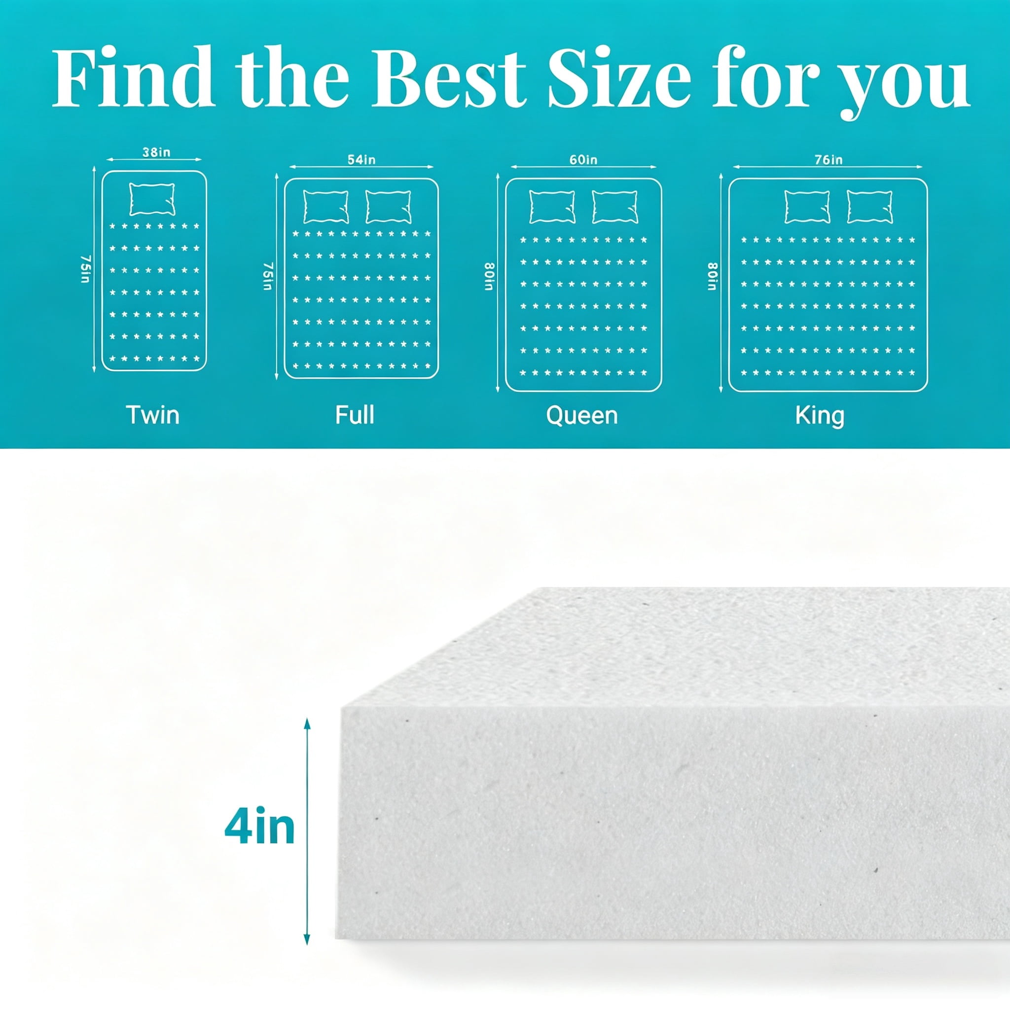 Gel Memory Foam Mattress Topper, Detachable Cover, White