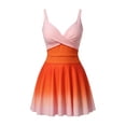 thumbnail image 5 of GPOECD Maillot de Bain une Pièce Femme Dégradé Col en V à Bretelles Style Robe de Bain Bikini Attrait Moderne pour la Plage Maillot de Bain une Pièce Orange,TG, 5 of 5