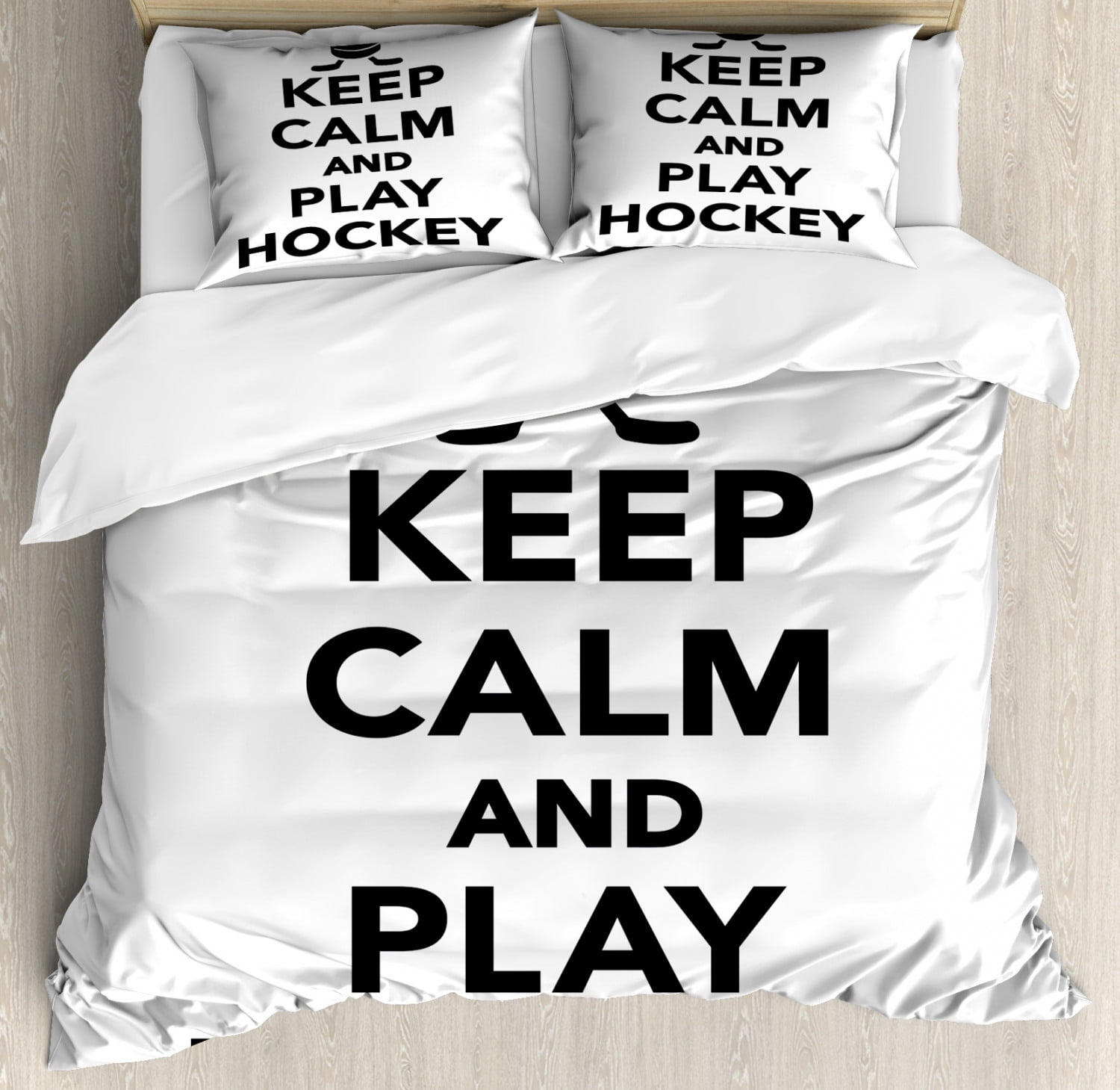 Hockey Duvet Cover Set Keep Calm And Play Hockey Quote With