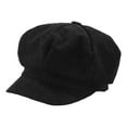 thumbnail image 3 of Opolski Visor Beret Cap Solid Color Retro British Style Peaked 8 Panel Cold Resistant Corduroy Women Octagonal Newsboy Cabbie Painter Hat Black, 3 of 8