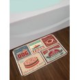 thumbnail image 2 of Retro Bath Mat, Nostalgic Tin Signs and Mexican Food Prints Aged Advertising Logo Style Artistic Design, Non-Slip Plush Mat Bathroom Kitchen Laundry Room Decor, 29.5 X 17.5 Inches, Multi, Ambesonne, 2 of 2
