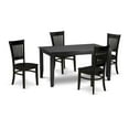 thumbnail image 2 of East West Furniture DUVA5-BLK-W 5-Piece Small Dining Table Set-4wooden Chairs with Slatted Back and wooden seat-A Mid Century Dining Table with Rectangular Top and 4 Legs- Black Finish, 2 of 6