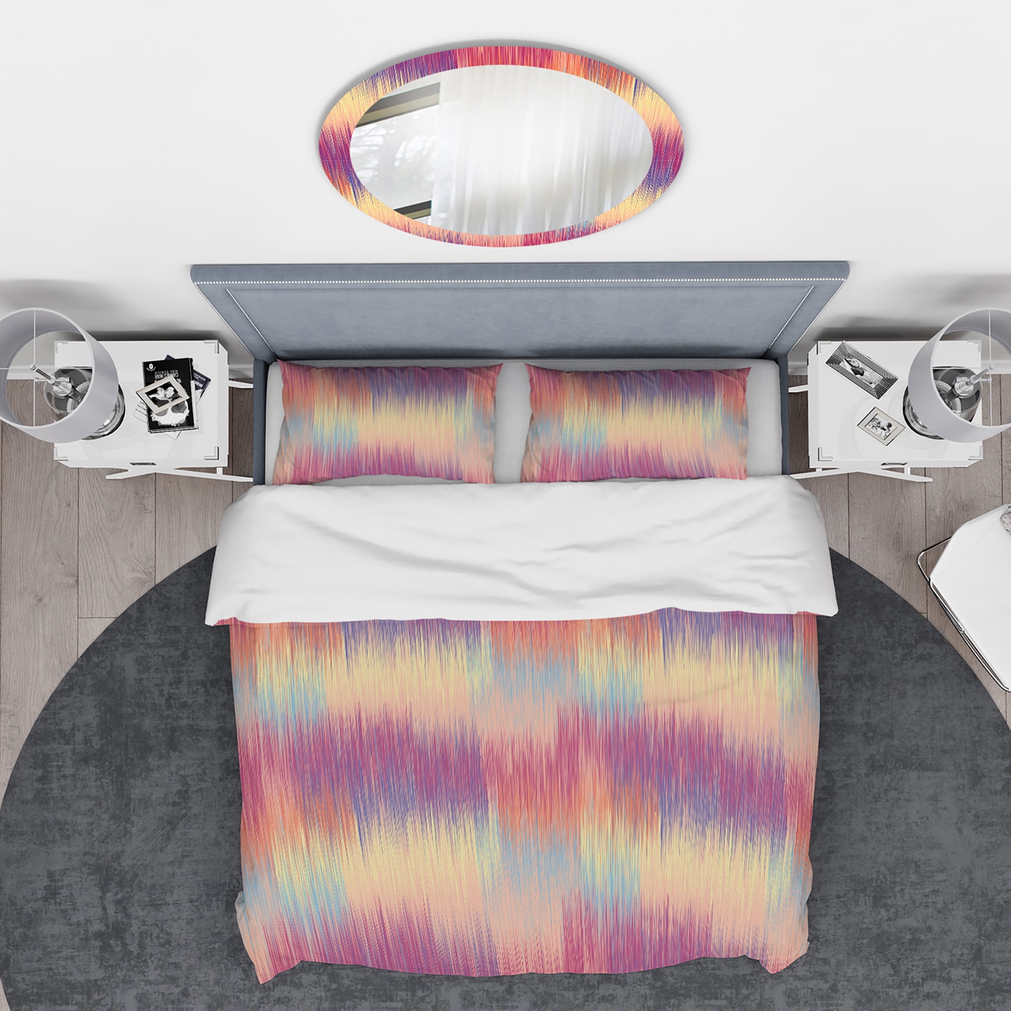 Designart 'Grunge Stripes Pattern in Colors' Modern Duvet Cover Set
