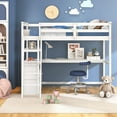 thumbnail image 3 of Euroco Twin Loft Bed with Desk for Kids Teens, White, 3 of 15