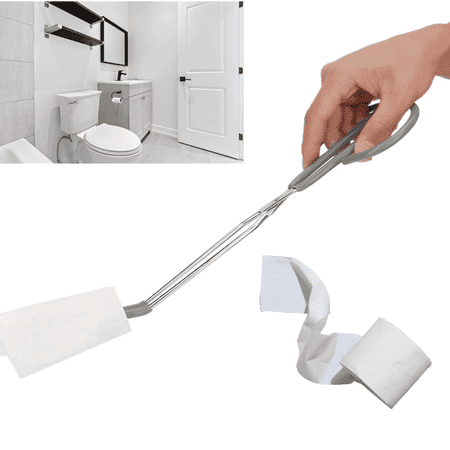 Ergonomic Toilet Paper Tongs, Lightweight Bathroom Wiping Aid for Elderly & Pregnant Women, Durable Alloy with Vinyl Coated Handle, 15inch (12inch Option), Mobility Assistance Hygiene Tool