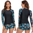 thumbnail image 6 of Women's Rash Guard 2-Piece UPF50+ Sun Protection Long Sleeve Swimsuit Top Swim Shirt and Shorts for Women Swimsuit Set, 6 of 6