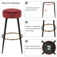 thumbnail image 4 of Duhome Elegant Lifestyle Height 30" Backless Velvet Bar Stools Set of 2 Red, 4 of 8