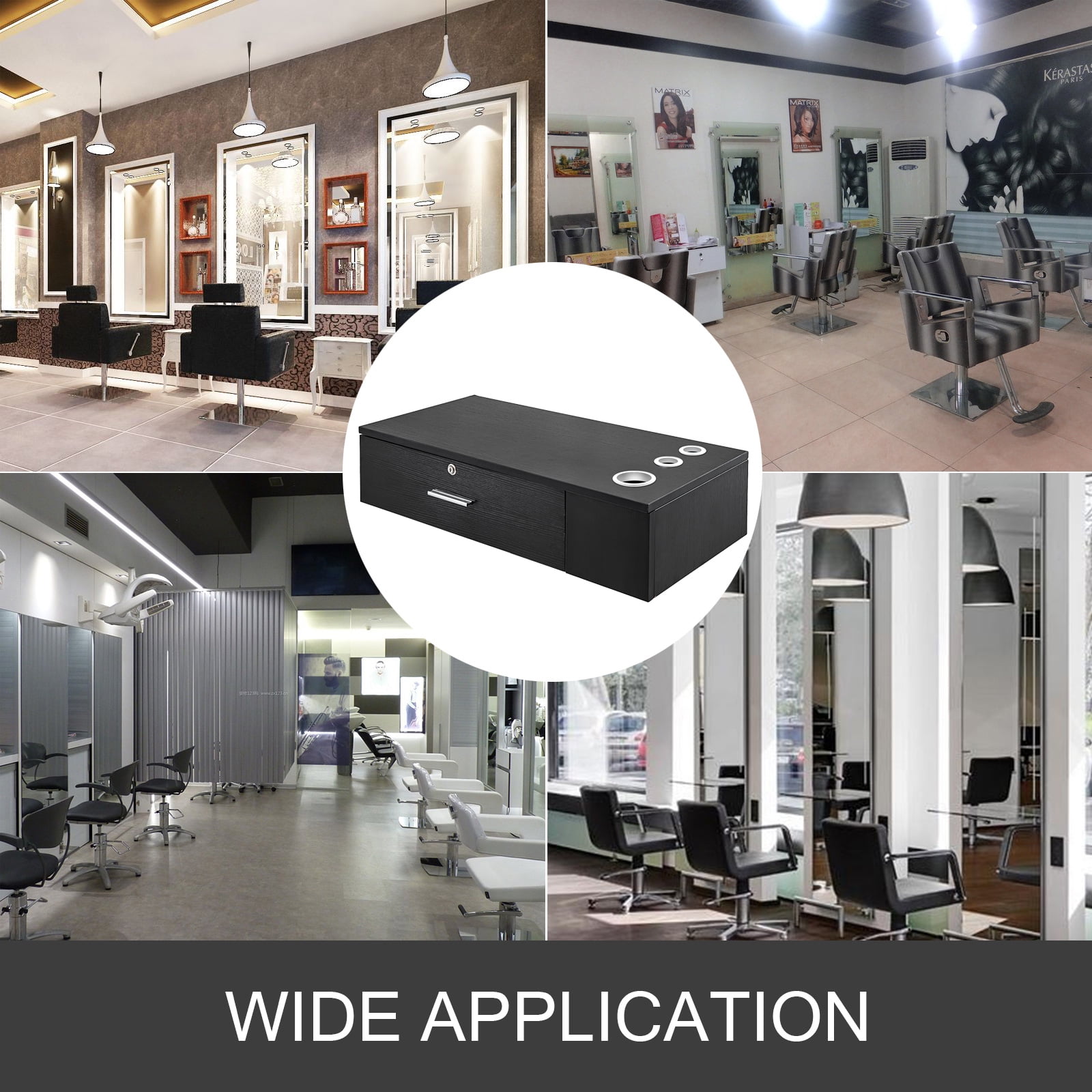 BENTISM Black Salon Wall Mount Stations Styling Classic Locking Storage Beauty Salon Spa Equipment