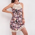thumbnail image 4 of Women Paisley Lace Spliced Sleeveless A-Line Mini Dress, Slim Fit Casual Daily Dress, 4 of 5