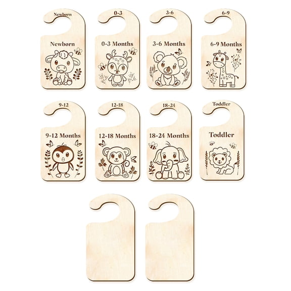 Baby Nursery Closet Dividers Set of 10 Wooden Double-Sided Baby Clothes Size Hanger Organizer Moon Theme Nursery Decor from Newborn