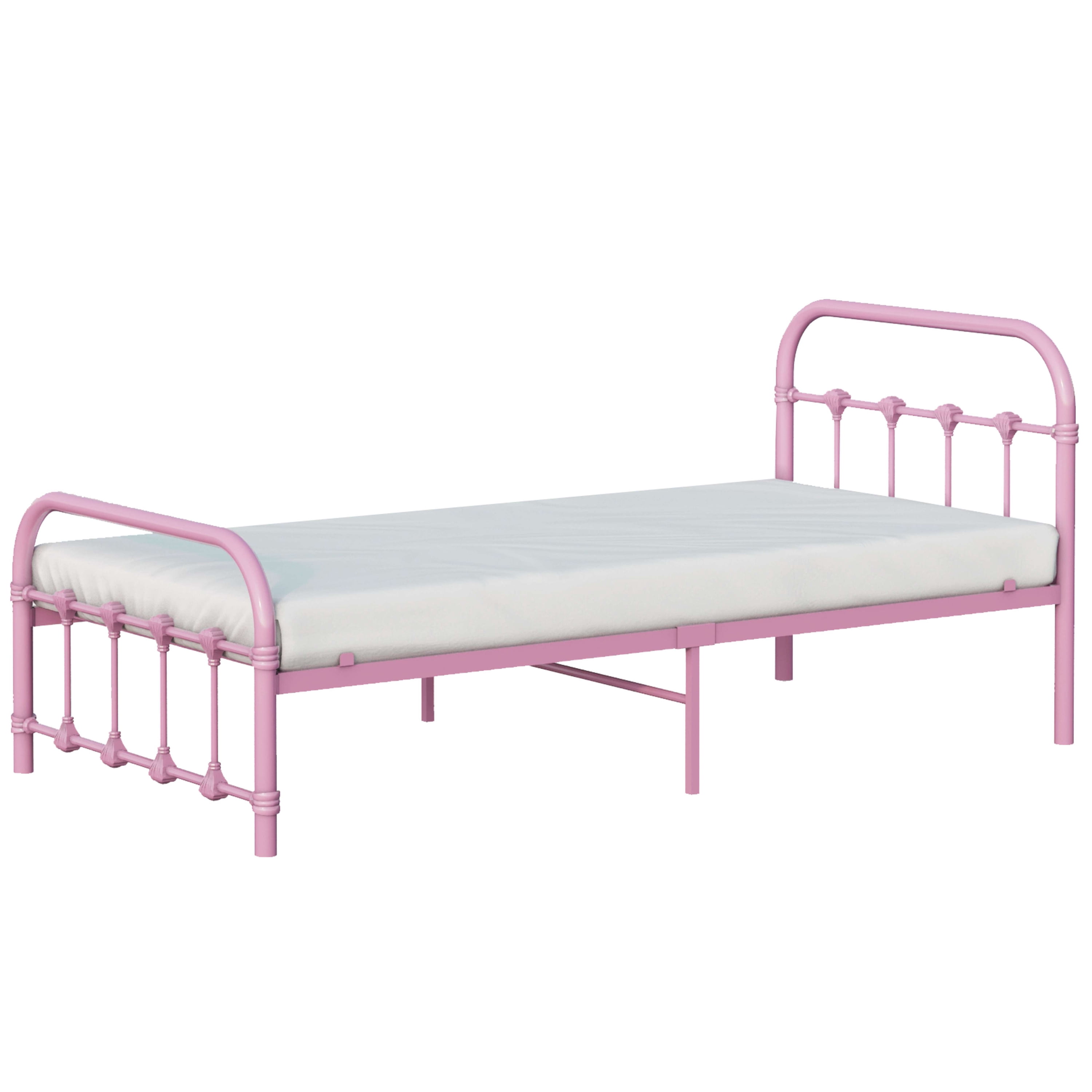 BK Furniture Melissa Metal Bed, Twin, Pink