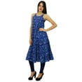 thumbnail image 2 of Bimba Women A-Line FlaiDress Summer Wear Blue Printed Kurta Kurti Beach Clothing, 2 of 7