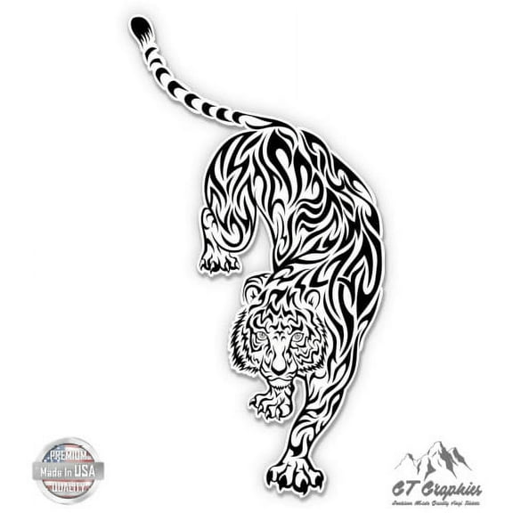 Tiger Tattoo - 3" Vinyl Sticker - For Car Laptop I-Pad Phone Helmet Hard Hat - Waterproof Decal