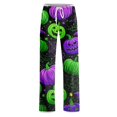 thumbnail image 4 of Domzest Halloween Pajama Pants Women Halloween Graphic Wide Leg Pajama Bottoms Drawstring Elastic Waisted Cute Pj Bottoms Green XXL, 4 of 6