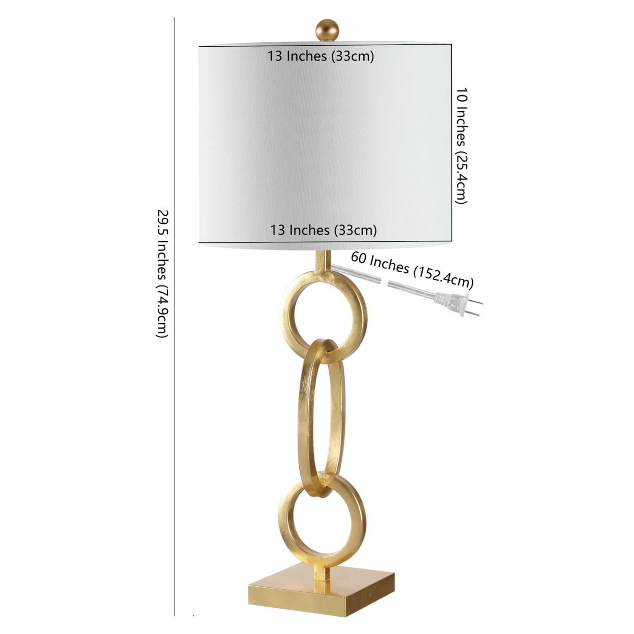 SAFAVIEH Alaia 32 in. Round Chain Iron Table Lamp, Gold