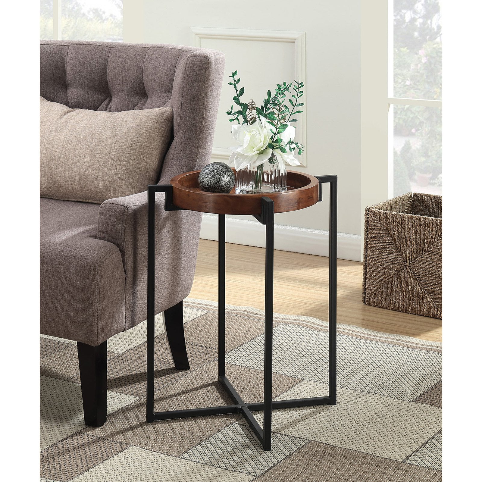 Convenience Concepts Nordic Round Tray End Table