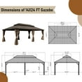 thumbnail image 5 of Newboti 14x24FT Hardtop Gazebo, Outdoor Gazebo with Galvanized Steel Double Roof, Aluminum Frame, Built-in Gutter System, Curtain and Netting, Metal Gazebo Pavilion for Patio Deck Garden, Brown 497565, 5 of 7