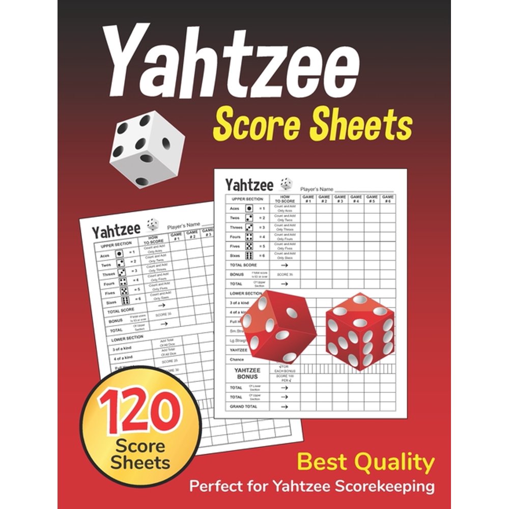 Yahtzee Score Sheets Large 8.5 x 11 inches Correct Scoring