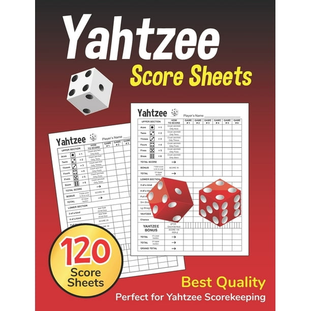 yahtzee score sheets large 85 x 11 inches correct