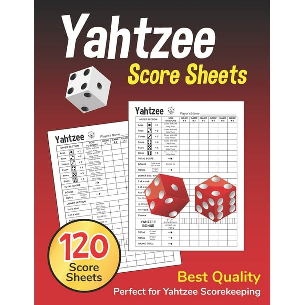 yahtzee score sheets large 85 x 11 inches correct scoring