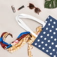 thumbnail image 5 of DouZhe Reusable Grocery Bags, Patriotic American Flag Stars Blue White Lightweight Polyester Canvas Cloth Tote Bag for Travle Gym Shopping School, 15" x 16", 5 of 7