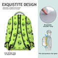 thumbnail image 5 of Alien Head Bright Green Pattern Backpack for School, Cute School Bag with Adjustable Shoulder Straps and Padded Back, 15.3"x11"x7.1", 5 of 5