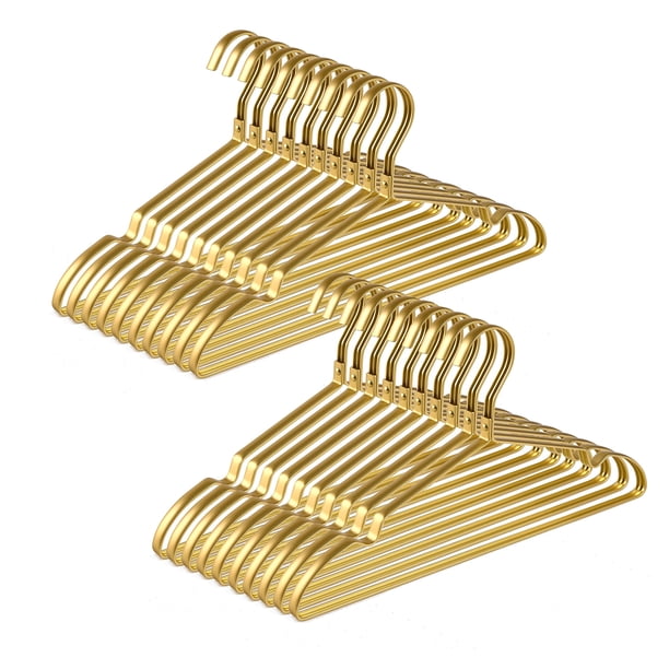 Percheros Amber Home Premium de aluminio dorado mate, paquete de 20