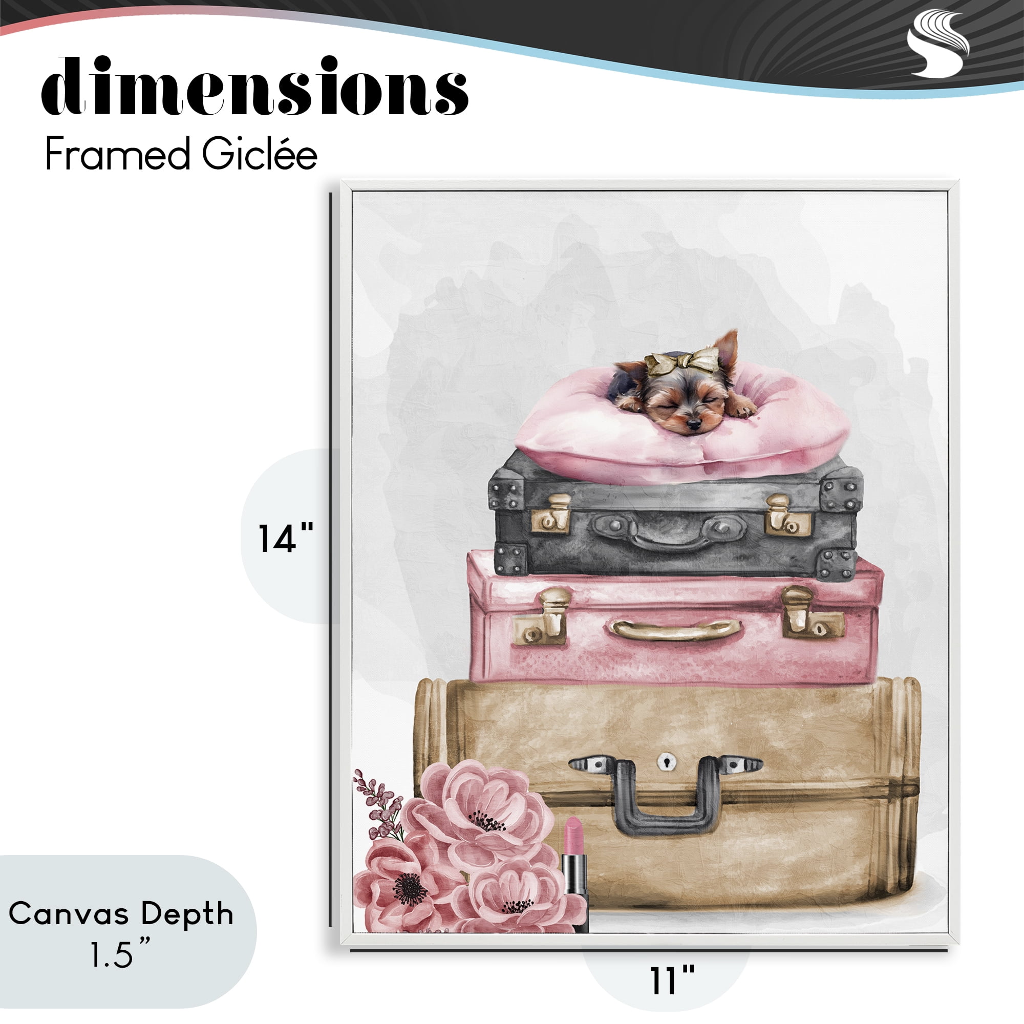 Stupell Industries Sleepy Pup Travel White Framed Giclee Art, design by Kim Allen
