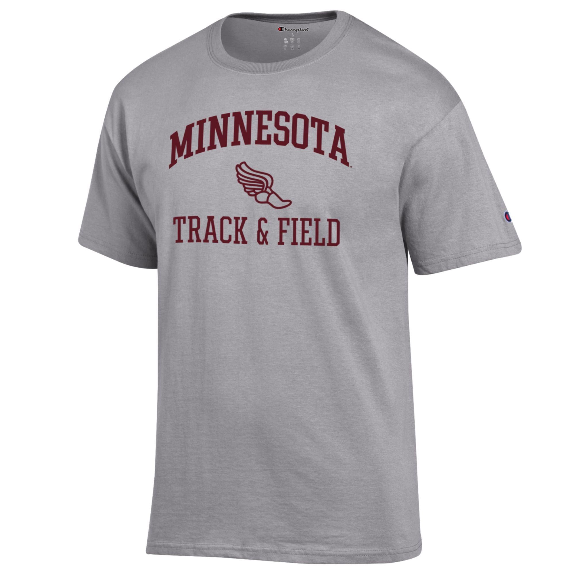 Men's Champion  Gray Minnesota Golden Gophers Track & Field Icon T-Shirt