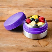 LunchBots Rounds Leak Proof 4 oz. Stainless Snack Container Jar, Set of 2, Blue Lid