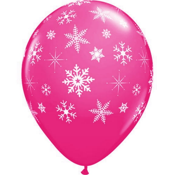 11 inch Snowflakes A Round Wild Berry Latex Balloons (6 Pack) - Party Supplies Decorations