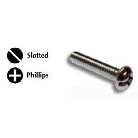 

Metallics JRM89 Zinc Chromate Steel Phillips/Slotted Drive Round Head Machine Screw #8 x 2 Inch