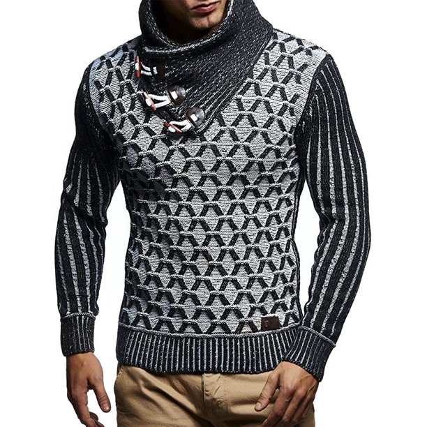 Suéter de punto de cuello alto con hebilla de cuero para hombres europeos y americanos de otoño e invierno para hombres