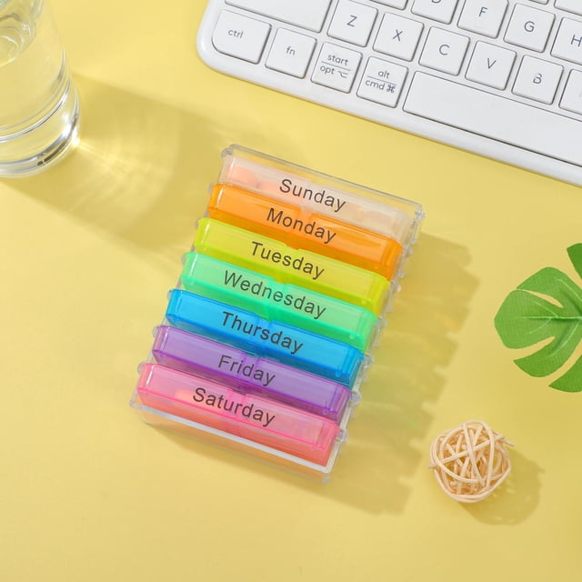 OULII Organizador 7 Días Para Pastillas Caja Portátil Con Compartimentos Y Código Por Colores