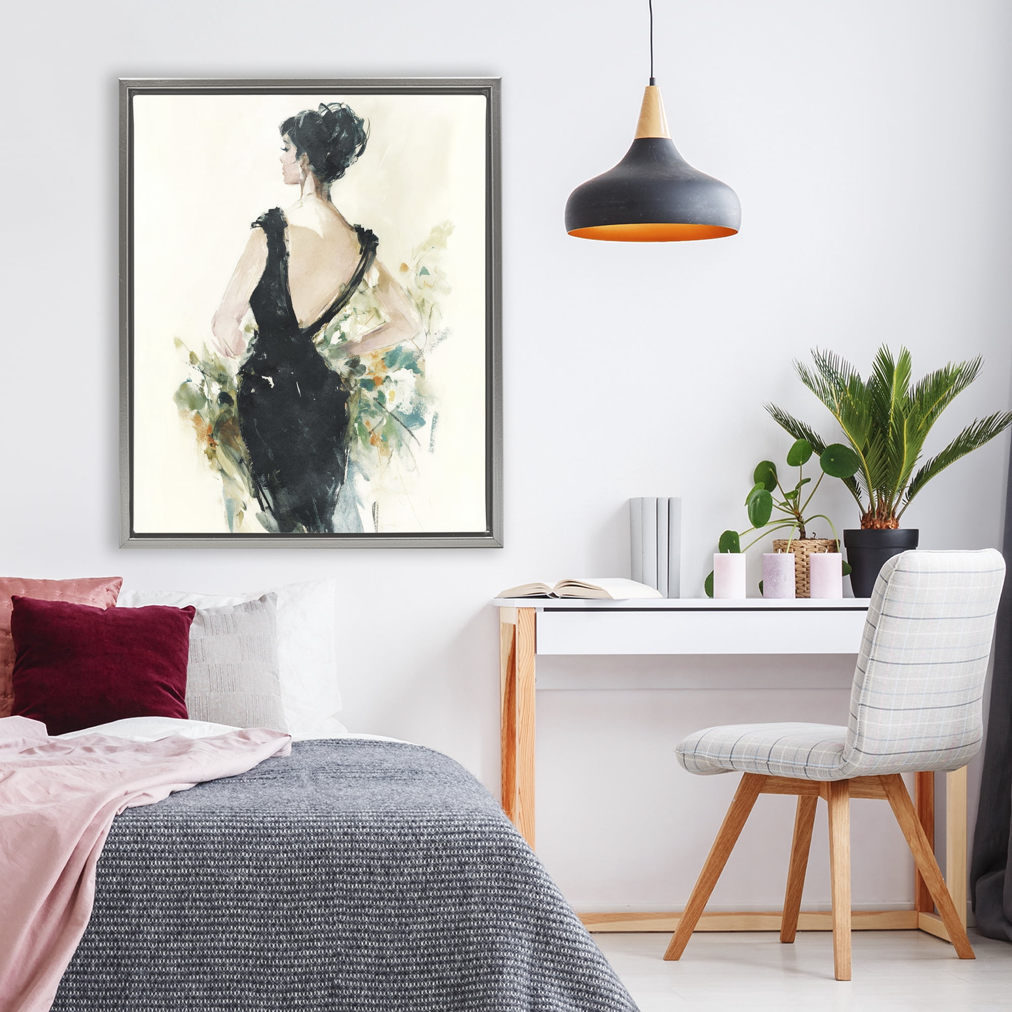 Stupell Industries Backless Reverie Gown Gray Framed Floater Canvas Wall Art, design by Svetlana Aleynikova