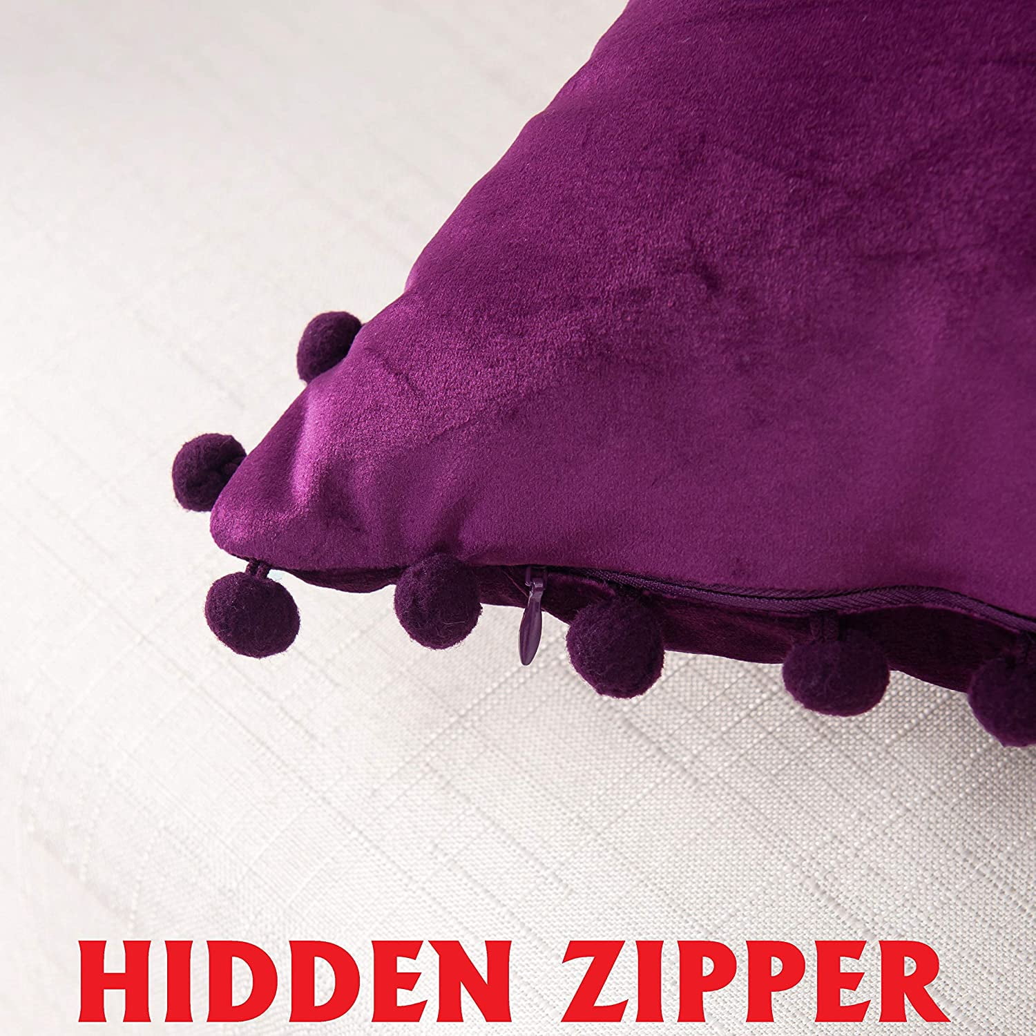 Velvet Soft Solid Decorative Square Throw Pillow Covers Set20 x 20 Inch Purple