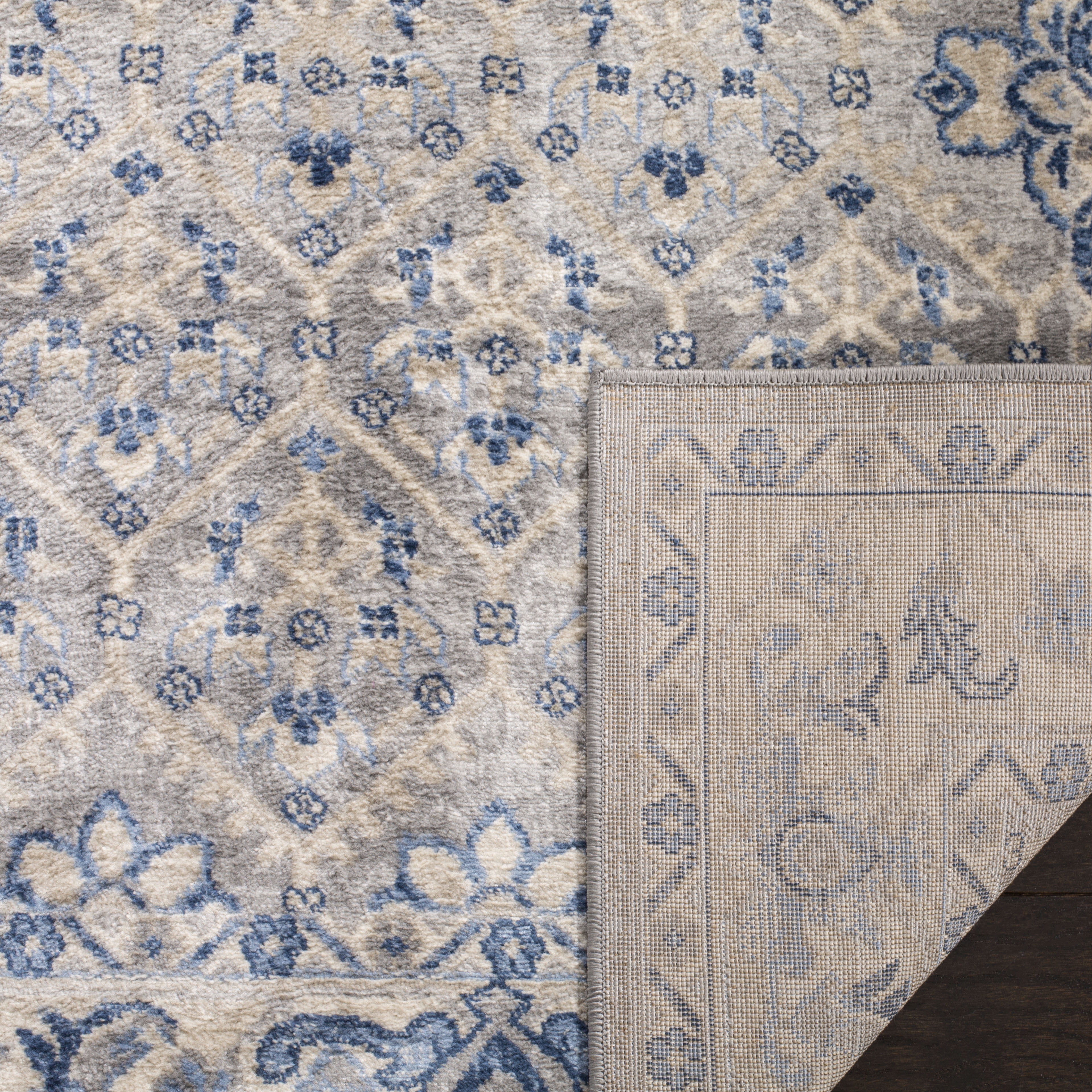SAFAVIEH Brentwood Pompeii Geometric Area Rug, Light Gray/Blue, 3' x 5'