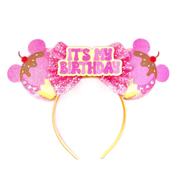 Diadema con orejas de Mickey Mouse para mujer, diadema con lentejuelas rojas, lazo de cumpleaños para niña, diademas de Minnie para bricolaje, accesorios para el cabello Disneyland, regalo para niños
