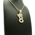 thumbnail image 4 of Stone Stud Tilded Crown Number Pendant with 2mm 24" Rope Chain Necklace, 8, Gold-Tone, 4 of 4