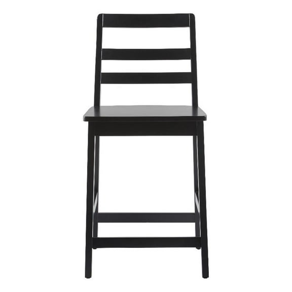Pemberly Row Modern Solid Wood Ladder-Back Counter Stool - Set of 2 - Black
