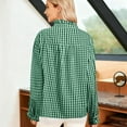 thumbnail image 5 of UQJfacai Womens Plaid Ruffle V Neck Button Down Blouse Trendy Casual Puff Long Sleeve Tops Spring Collared Work Checkered Shirt, 5 of 5
