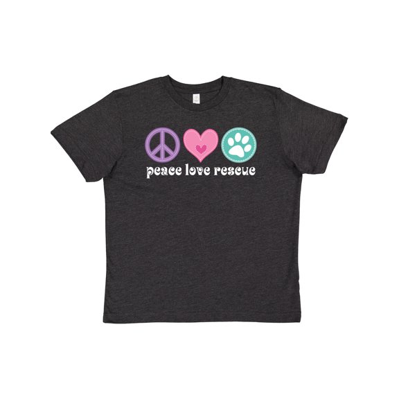Inktastic Rescue Dogs Peace Love Rescue Pet Gift Youth T-Shirt