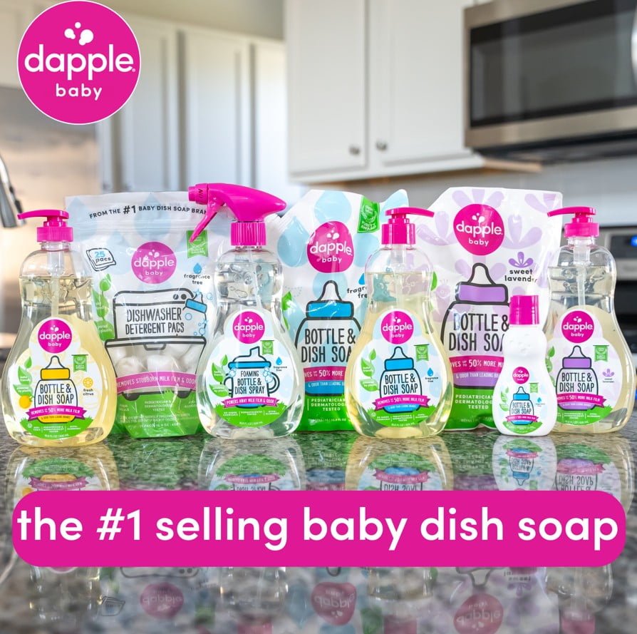 Dapple Baby Foaming Bottle and Dish Spray, Fragrance-Free, 16.9 fl oz