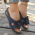 thumbnail image 4 of Modisza Women Orthopedic Wedge Floral Sandals Wide Width Comfortable Beach Slides Summer Dressy Slippers Walking Shoes size 7.5 Blue, 4 of 7