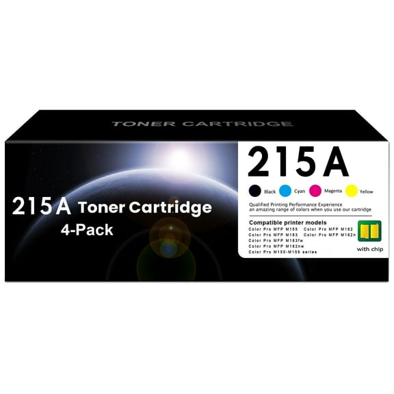 215A W2310A Toner Cartridge 4-Pack Compatible for HP 215A W2310A Toner Cartridges for Color Laser Pro M155, Color Laser Pro MFP M182, M183 Series Printer (1 Black, 1 Cyan, 1 Magenta, 1 Yellow)