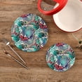 thumbnail image 2 of SKYSONIC Peacock Feather Butterfly Pot Holders Trivets, 2 Pcs Heat Resistant Trivets,Colorful Vintage Cotton Thread Weave Mats for Hot Pads Pans Pot Bowl Teapot for Kitchen Decor, 2 of 7