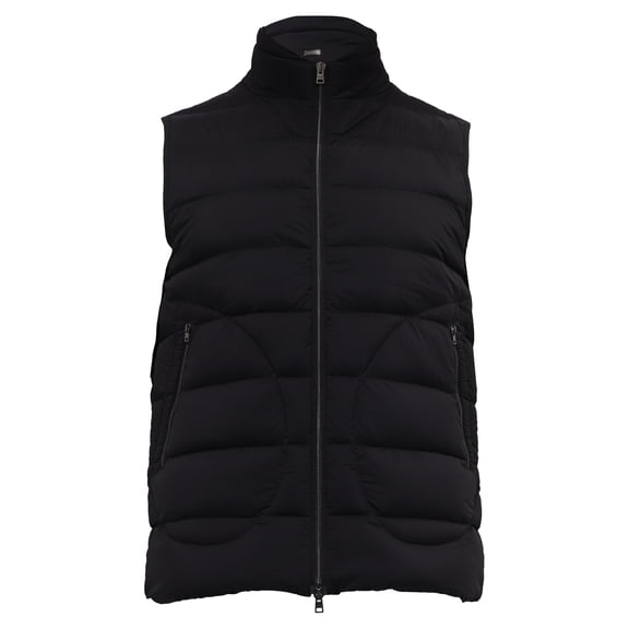 Pre-Owned Herno Zipped Down Vest Jacket with Pockets in Black Polyamide