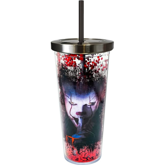 Spoontiques - It Movie - Acrylic Tumbler - Glitter Cup with Straw - 20 oz