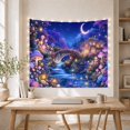 thumbnail image 5 of Moonlit Forest Stone with Arch Bridge Spans Cascading, Mystical Fantasy for Space Lovers, Galaxy Room Decor, Mother'S Day Gift, Tapestry Wall Hanging for Bedroom and Dorm, 5 of 7