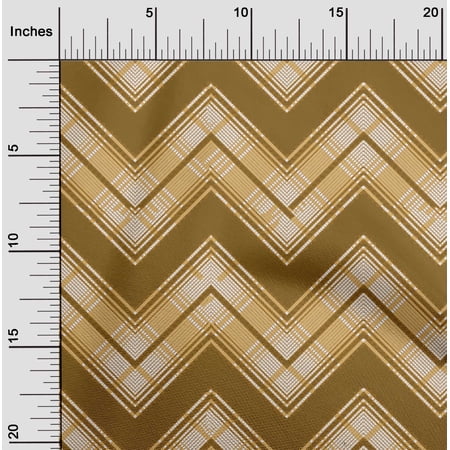 oneOone Polyester Spandex Dark Mustard Fabric Check Diy Clothing Quilting Fabric Print Fabric By Yard 56 Inch Wide-G5C